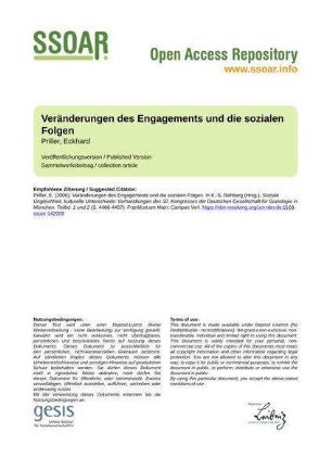 Veränderungen des Engagements und die sozialen Folgen