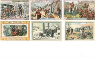 6 Sammelbilder mit Kriegsmotiven (Burenkrieg, 1870er Krieg) der Emil Seelig AG