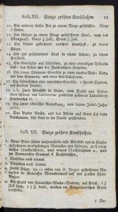 Sect. XII. Einige größere Kunstsachen.