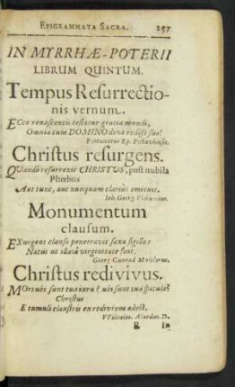 In Myrrhae-Poterii Librum Quintum.