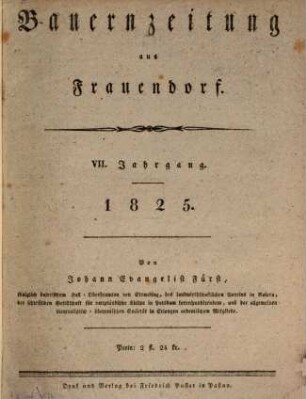 Bauern-Zeitung aus Frauendorf. 1825 = Jg. 7