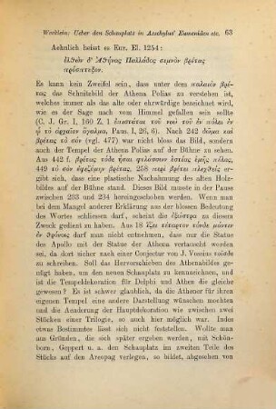 Ueber den Schauplatz in Aeschylus' Eumeniden und über die sogenannte Orchestra in Athen