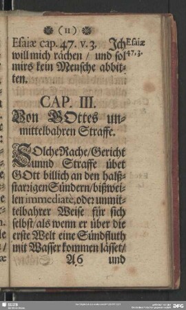 Cap. III. Von Gottes unmittelbahren Straffe