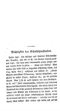 Wichtigkeit des Schullehrerstandes