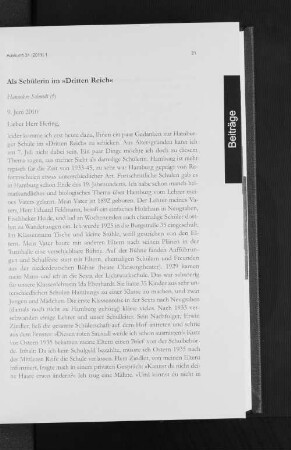 Als Schülerin im "Dritten Reich"