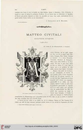 9: Matteo Civitali, [1] : sculpteur lucquois, (1436-1501)