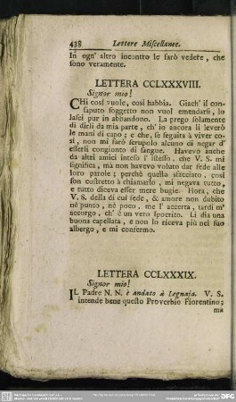 Lettera CCLXXXIX. Signor mio!