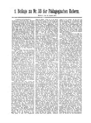 [Deutsche Lehrerversammlung in München] : (Fortsetzung aus dem Hauptblatt) ; 1. Beilage zu Nr. 33 der Pädagogischen Reform