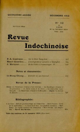 Décembre 1912. No. 12 et 168