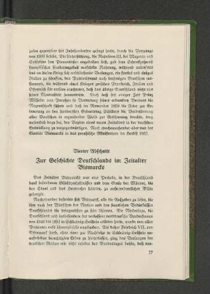 Vierter Abschnitt. Zur Geschichte Deutschlands im Zeitalter Bismarcks