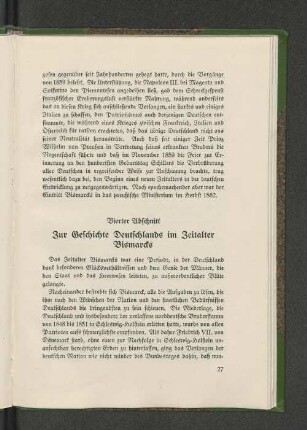 Vierter Abschnitt. Zur Geschichte Deutschlands im Zeitalter Bismarcks