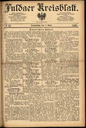 Erste Ausgabe vom Donnerstag, den 07. April 1898.