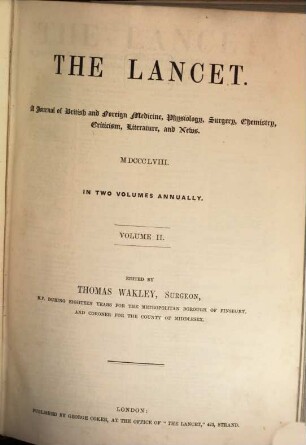 The lancet. 1858, Vol. 2