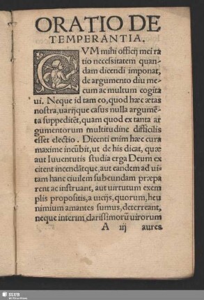 Oratio De Temperantia