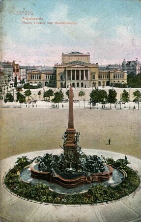 Leipzig: Augustusplatz, Neues Theater und Mendebrunnen