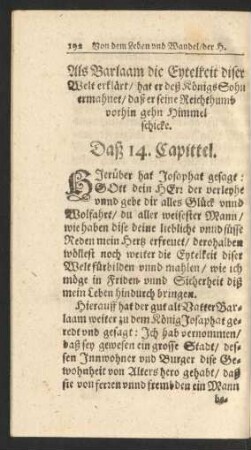 Als Barlaam ... Daß 14. Capittel