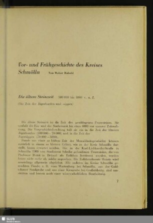 Vor- und Frühgeschichte des Kreises Schmölln