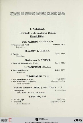 Gemälde meist moderner Meister, Kunstblätter (Nr. 1-252)
