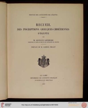 Recueil des inscriptions grecques-chrétiennes d'Égypte