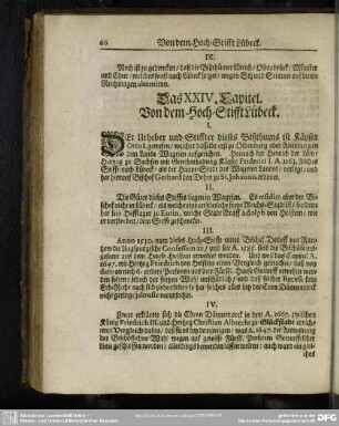 Das XXIV. Capitel. Von dem Hoch-Stifft Lübeck