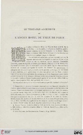 3. Pér. 6.1891: Le véritable architecte de l'ancien hôtel de ville de Paris