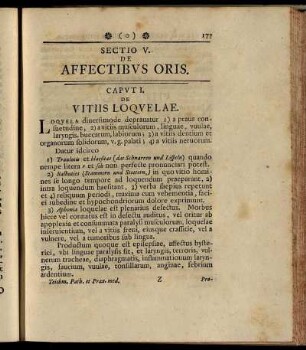 Sectio V. De affectibus oris. Caput I – Caput X