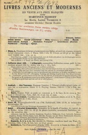 Livres anciens et modernes en vente aux prix marqués chez Martinus Nijhoff à La Haye, 642