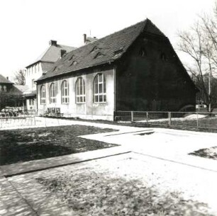 Cottbus, Sielower Straße 37. Sorbische Oberschule (ehemalige Lehrerbildungsanstalt; 1910, Erweiterung 1929), Turnhalle