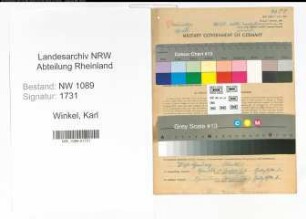 Entnazifizierung Karl Winkel , geb. 29.01.1908 (Oberbrandmeister)