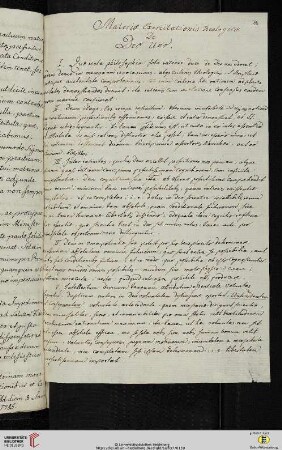 Material- und Thesensammlung: Materiæ Exercitationis Theologicæ De Deo Uno