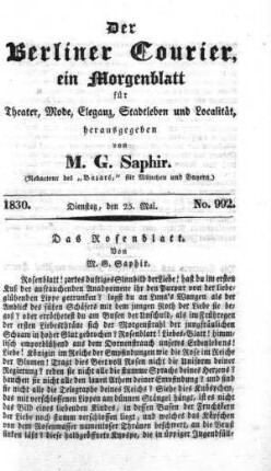 No. 992, Dienstag, den 25. Mai 1830