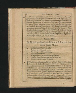 Cap. III. De Definitionibus Iurisdictionis & Imperii tam Meri quam Mixti.