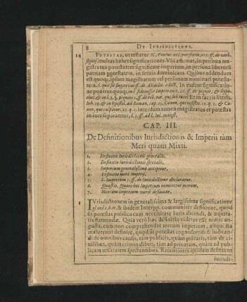 Cap. III. De Definitionibus Iurisdictionis & Imperii tam Meri quam Mixti.