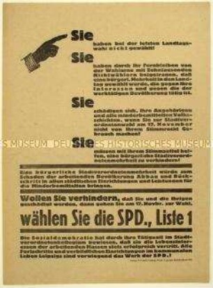 Aufruf der SPD zur Leipziger Stadtverordnetenwahl 1929