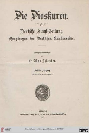 12: Die Dioskuren: deutsche Kunstzeitung ; Hauptorgan d. dt. Kunstvereine