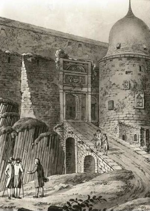 Burg Stolpen : Burg Stolpen (A. Zingg; Ausschnitt: Das Burgtor; Staatliche Kunstsammlungen Dresden (SKD))