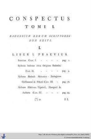 Conspectus Tomi I.