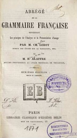 Abrégé de la grammaire française