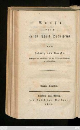 Zweites Bändchen = Zweites Bändchen: Wanderungen durch Preussen
