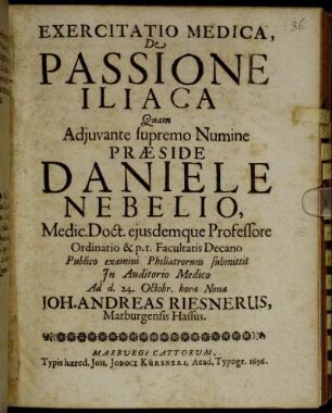 Exercitatio Medica, De Passione Iliaca