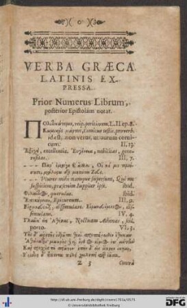 Verba Graeca Latinis Expressa.