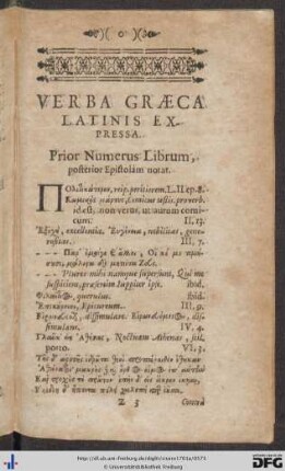 Verba Graeca Latinis Expressa.