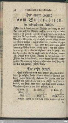 Der dritte Grund vom Subtrahiren in gebrochenen Zahlen