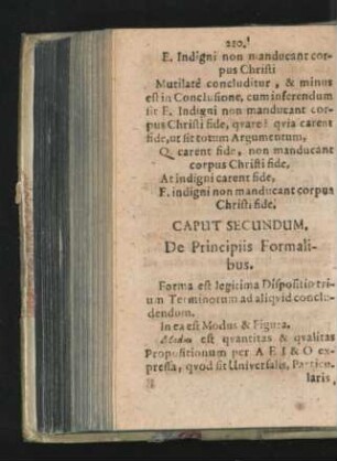 Caput Secundum. De Principiis Formalibus.