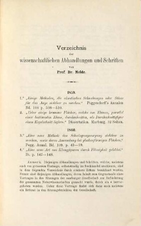 Verzeichnis der wissenschaftlichen Abhandlungen und Schriften