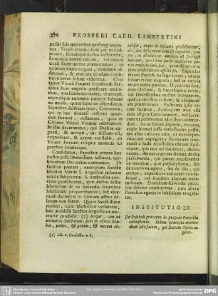 Institutio LV. De Paschali praecepto in propria Parochia adimplendo