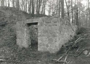 Moritzburg (Kreis Dresden). Jagdforst (Neuer Tiergarten). Gebäuderest an der Westseite des Hohe Burg-Tunnels