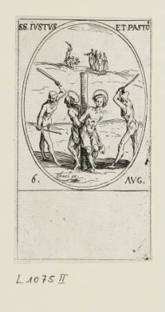 August - Heiliger Justus und Heiliger Pastor, Blatt 67 der Folge "Les images de tous les saincts et saintes de l'année"