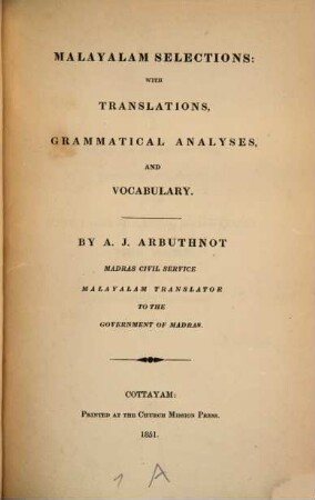 Malayalam selections: with translations, grammatical analyses and vocabulary