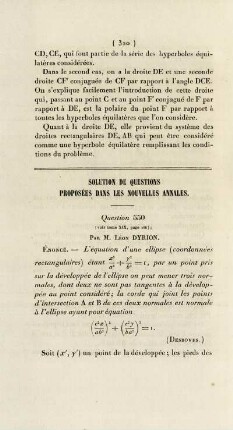 Solution de questions proposées dans les nouvelles annales.